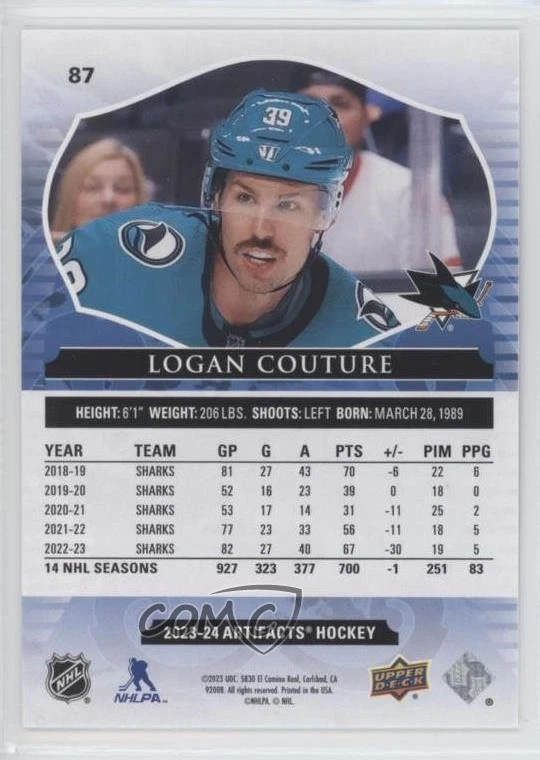 2023-24 Upper Deck Artifacts Autumn /75 Logan Couture #87 - Image 2 of 2