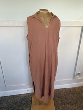 Aura Linen blend collared v neck Blend Midi Dress Women’s L lagenlook beach