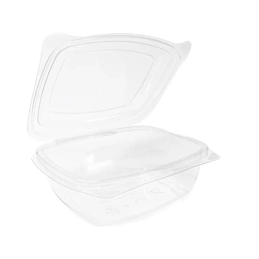 50 Vaschette da Asporto Compostabili 470ml con Coperchio Incernierato