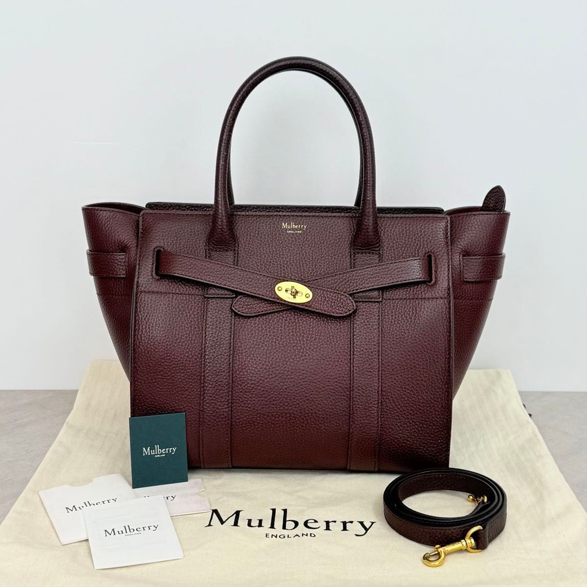 Mulberry Bayswater Shoulder Hand Bag Bordeaux Leather Zipper Authentic