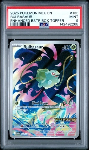 2025 POKEMON MEG EN-MEGA EVOLUTION ENHANCED BOOSTER BOX TOPPER BULBASAUR PSA 9