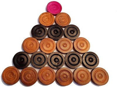 Carrom Board Coins & Striker Set Wooden Game Pieces Professional 33pc