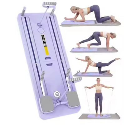Mertivo Foldable 5-in-1 Pilates Reformer Board with Sliding Platform-Purple
