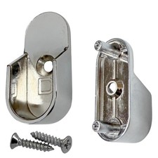 Oval Closet Rod End Brackets w/Rear Facing 5mm Pins  15mm x 30mm  Polished ...
