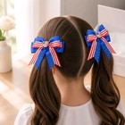 Patriotic American Flag Hair Bows Set of 2 Red White & Blue July 4th Pigtail Bow — photo 3