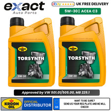 Image of KROON OIL Torsynth 5W-30 Approved Under MB 229.3, MB 226.5, VW 502 00 - 1L x 2