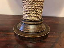 31" Küstentischlampe ~ "Rattan" Seil & Holz von Quoizel ~ Beachy!