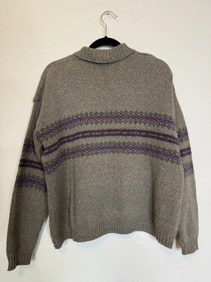 Suéter gris Eddie Bauer XXL vintage Fair Isle Fishermancore para mujer Foto 2 de 4