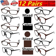 12 Pairs Reading Eye Glasses Men Women Unisex Readers Mixed Frame