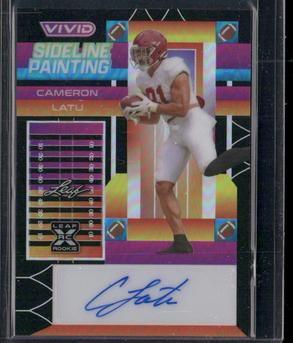 Cameron Latu Leaf Vivid Sideline Painting Autographs #SPCL1 Black