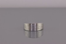 Sterling Silver 8mm Tapered Ribbed Face Band Ring 925 Sz: 8