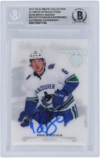 Brock Boeser Canucks Signed 2017-18 Upper Deck Ultimate UI-39 BAS 10 Rookie Card. rookie card picture