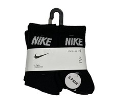 Nike 6-Pair Unisex Kids Crew Socks Size 7C-10C Black Cushioned