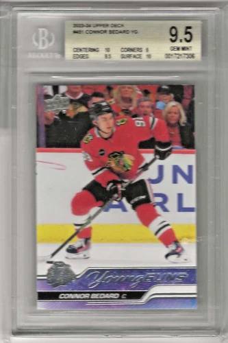 CONNOR BEDARD 2024-25 Upper Deck YOUNG GUNS Rookie BGS Beckett 9.5 GEM MINT +