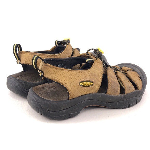 Sandali da trekking Keen Newport H2 impermeabili in pelle marrone da donna taglia 9 EUR 39 5