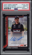 2025 Topps Chrome F1 Max Verstappen Auto #07/10 PSA 10 POP 1 Black Ref CAC-VER