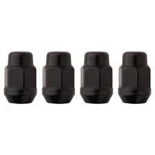 Black 1/2-20 Lug Nuts; Closed End Bulge Acorn; 21mm Hex; 1.4" Tall; Pack of 4
