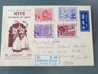 INDIA 1950 INAUGURATION ILLUSTRATED FDC WITH INTERESTING DHAR CINDERELLA TO REAR