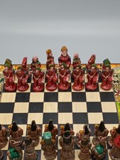 Inca vs Spanish Conquistador Chess Set Hand C...