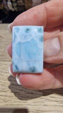 Natural Larimar Crystal Cabochon Pendant  Rectangle Shape 7g Drilled