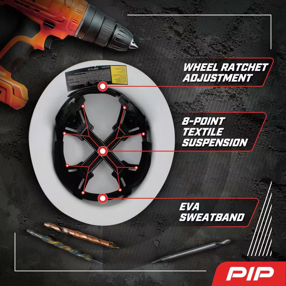 Dynamic Wolfjaw White Type 1 Class G Full Brim Fiberglass Resin Hard Hat with 8- - Image 4 of 4