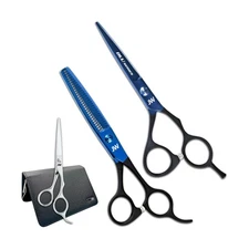 JW Matching Blu Hair Cutting Shear & Thinner - Extra Offset Shear & Case (5.2...