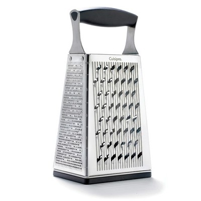 Cuisipro Stainless Steel Cheese Grater with Handle, 4 Sided Box Grater for Ki...