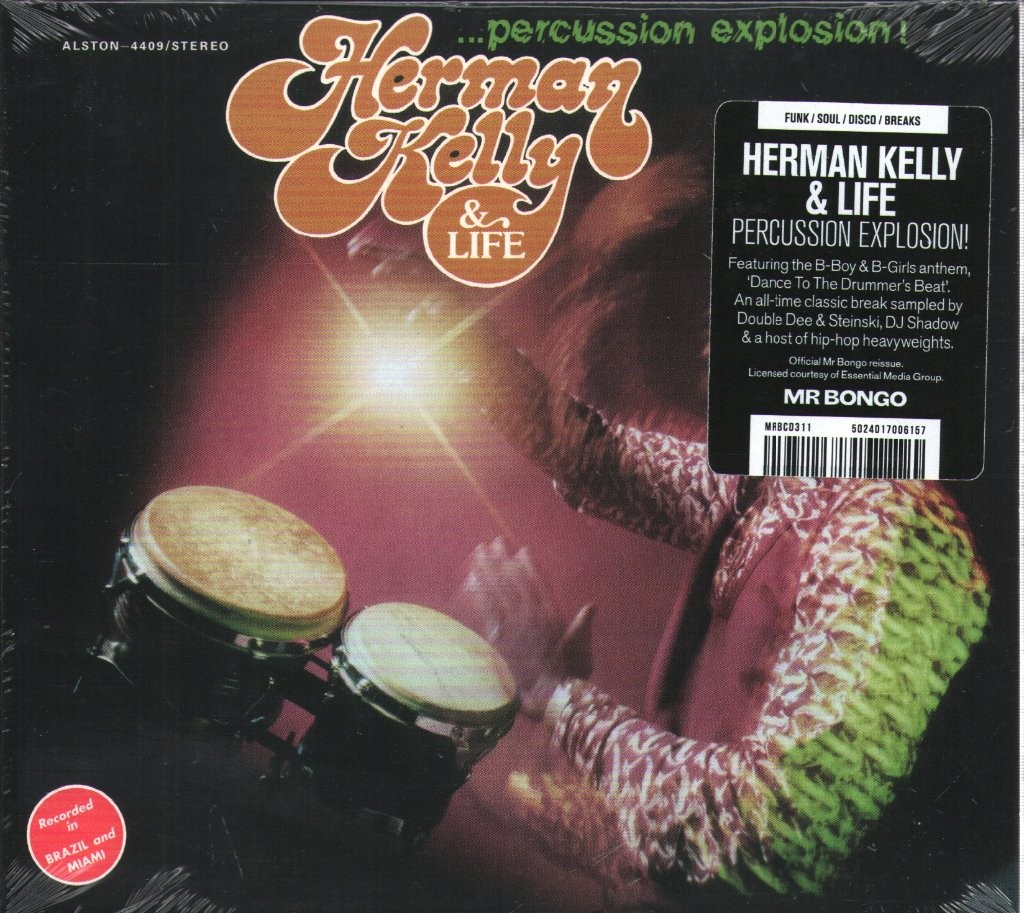 Herman Kelly & Life Percussion Explosion! CD Europe Mr Bongo 2025 in foldout