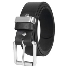 Leather Belts for Men's 1.5" Wide Top Grain Genuine Leather Roller Buckle Silver