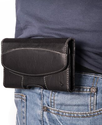 LUXMO Horizontal Leather Cell Phone Carrying Belt Case Holster Cover For iPhone