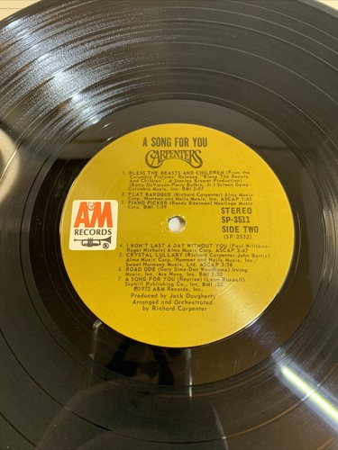 Carpenters A Song For You LP Vinyl Record Album A&M Records SP3511 Easy Listen - Picture 9 of 9