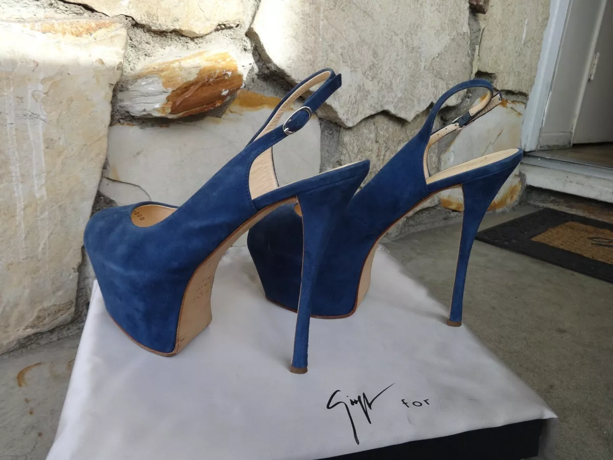 Giuseppe Zanotti Denny 115 Skyhigh Platform Pumps Blue Suede EU 39