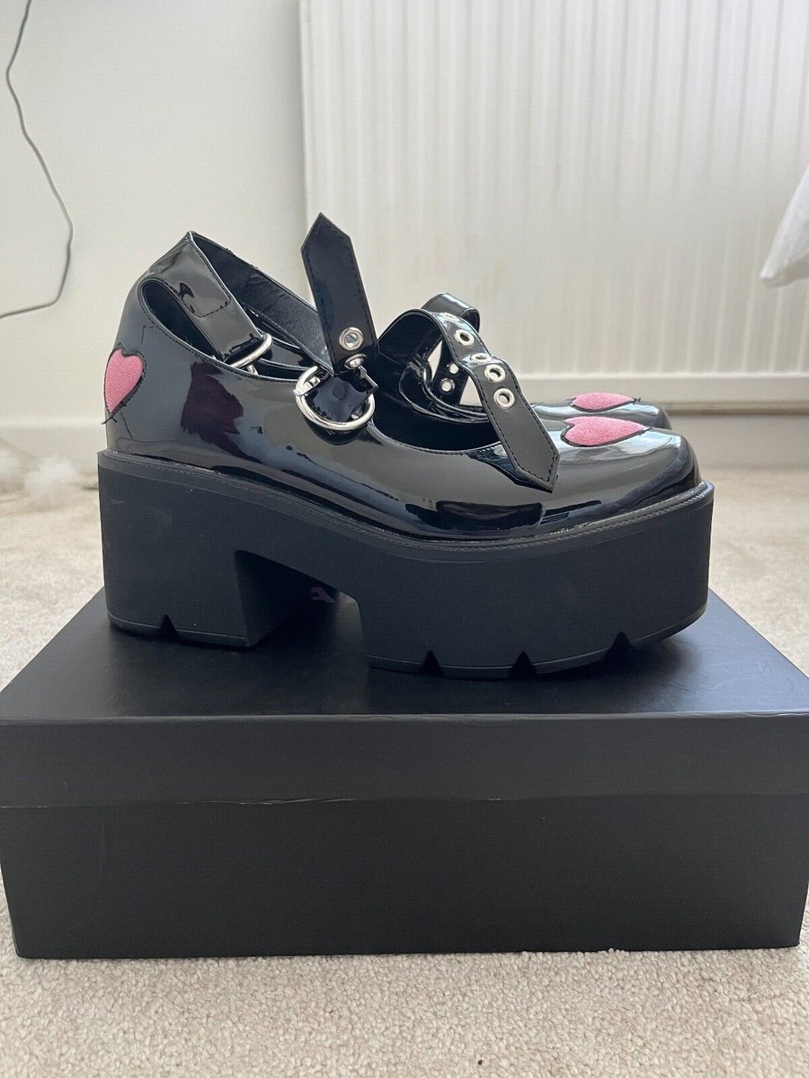 Lamoda Rosey Love Chunky Platform Dolly Shoes in Black Patent