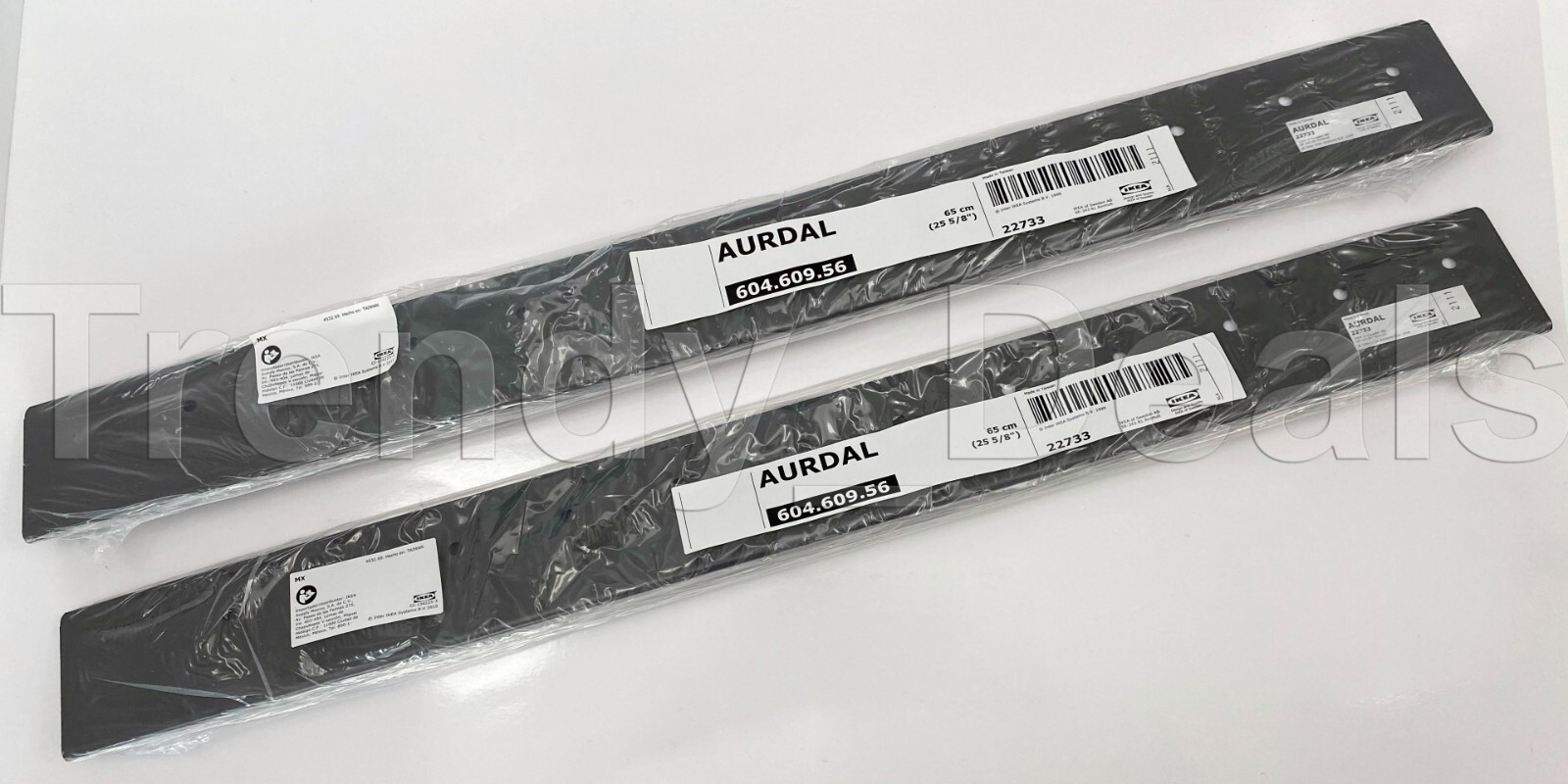 SET of 2 Ikea AURDAL Suspension Rail, Steel Dark Gray 25 5/8" 604.609