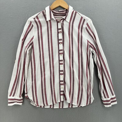 ann taylor dress shirts Ann Taylor Striped Button Down Shirt Size Small Baguette Women's