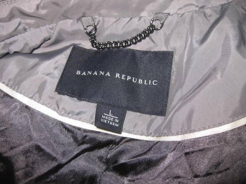 BANANA REPUBLIC women's down GRAY coat Jacket L 4 button - Picture 11 of 11