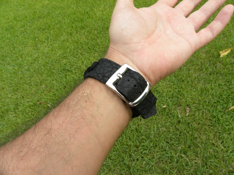 Pulsera brazalete cuero bisonte genuino ónix Israel Menorá moneda bonito regalo Janucá Foto 3 de 4