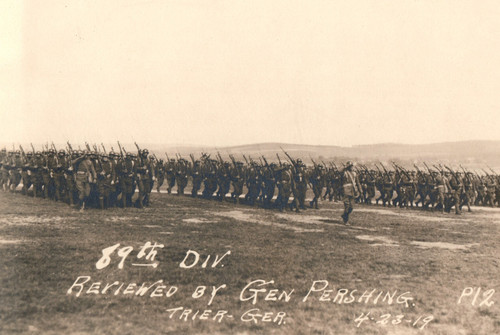 WWI Army Soldiers 89th Division Review Real Photo Postcard RPPC
