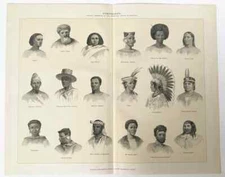 ETHNOGRAPHY, Races, People of the World - c. 1900 Original Antique B & W Print