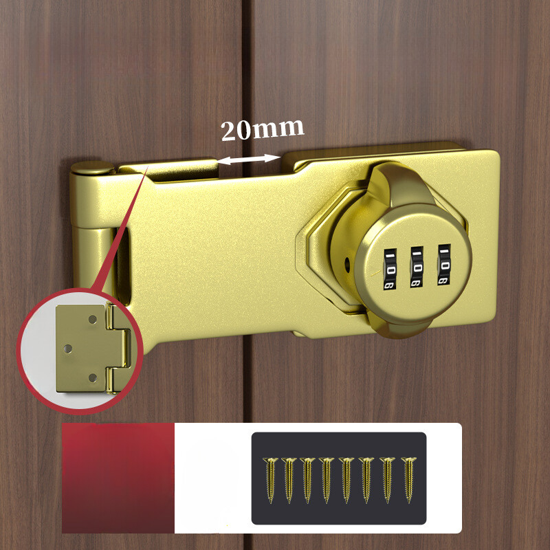 4.5" Password Hasp Locks, Cabinet Door Combination Lock, Barn Door Lock Golden