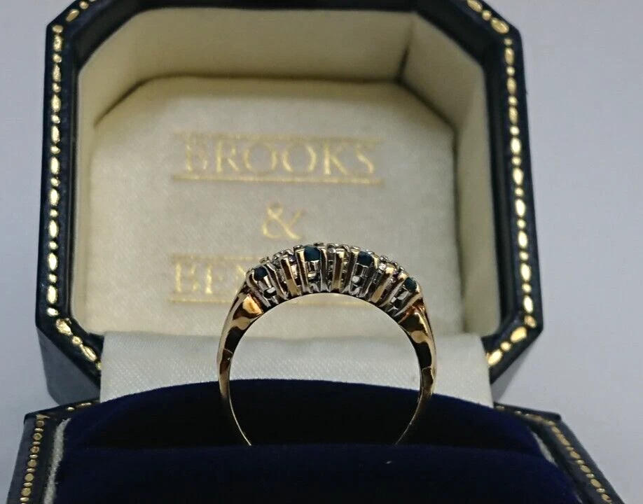 Anillo Vintage Topacio Azul y Circonita Cúbica Media Eternidad Oro 9ct - Talla L Foto 4 de 4