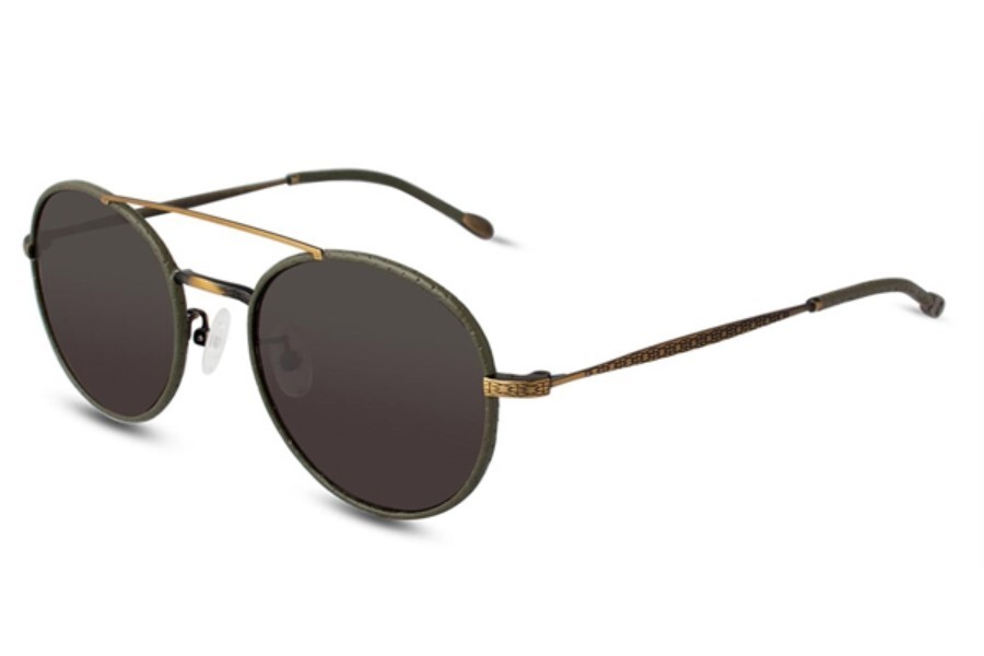 John Varvatos Sunglasses V799 52mm Olive Leather Antique Gold