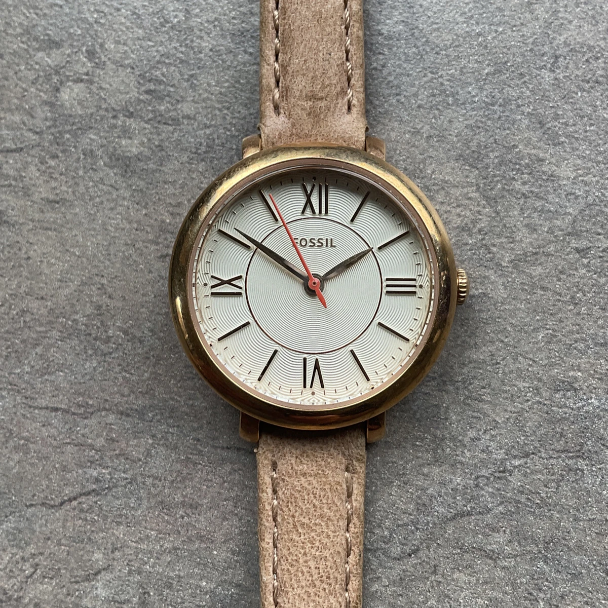Fossil jacqueline sand leather clearance watch