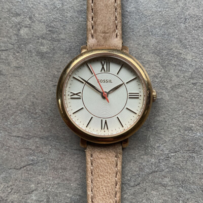 Fossil Damenuhren Fossil Uhr Mit Sand Fossil Jacqueline Leder Grau