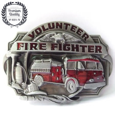 VOLUNTEER FIRE Belt Buckle Metal Zinc Alloy Vintage Retro Fashion PREMIUM Cowboy