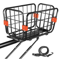 Rear Bike Rack Aluminum Alloy Adjustable Foldable Basket with Basket Bungee Cord