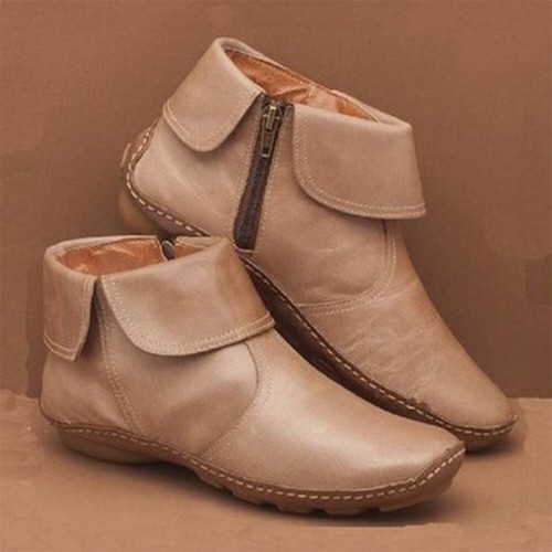 Women Ankle Boots Flat Leather Arch Support Sneakers Casual Bootie Shoes Size - Picture 11 of 12
