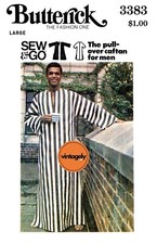 70s Men's Caftan, 42-44" 107-112 cm Butterick 3383 Sewing Pattern Reproduction