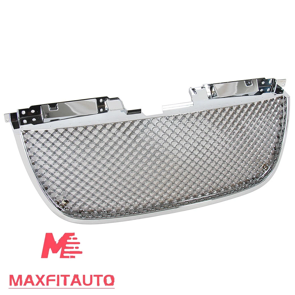 Fits GMC Yukon XL Denali 1500 2500 2007-2014 Front Bumper Grille Mesh Chrome Set Foto 2 de 4