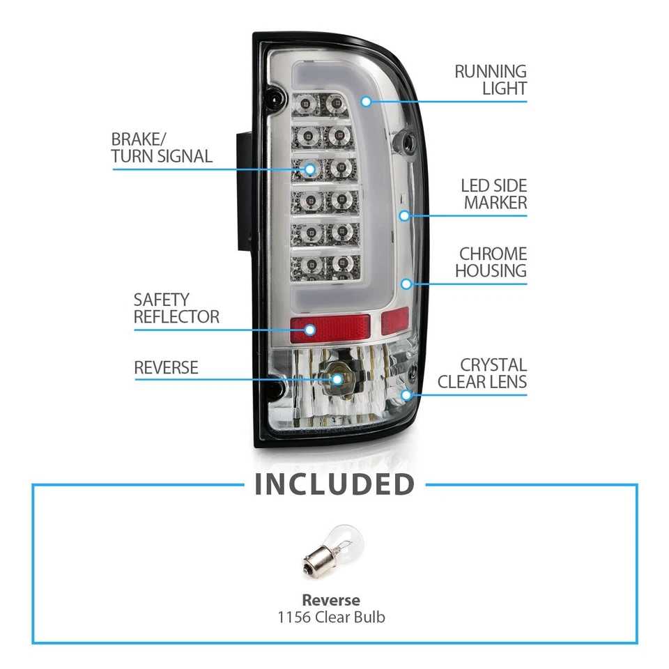 1995-2000 Toyota Tacoma Pick Up lanternas traseiras fumaça 1996 1997 1998 LED BAR - Imagem 3 de 4